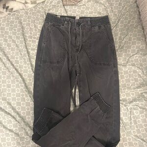 Black wash denim joggers